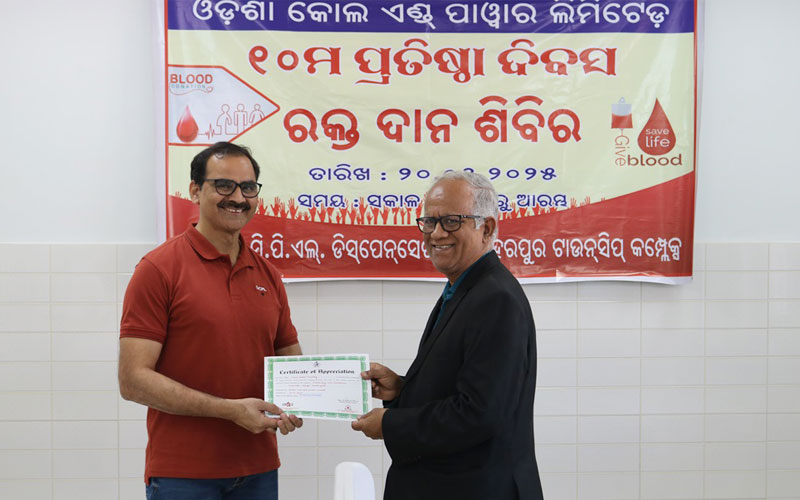 Celebrating OCPL's 10th Foundation Day with a Blood Donation Drive at Manoharpur Site office #