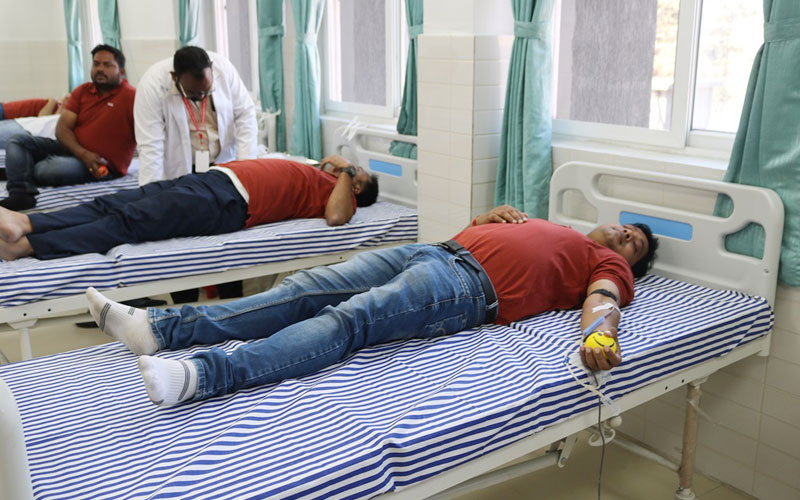 Celebrating OCPL's 10th Foundation Day with a Blood Donation Drive at Manoharpur Site office #
