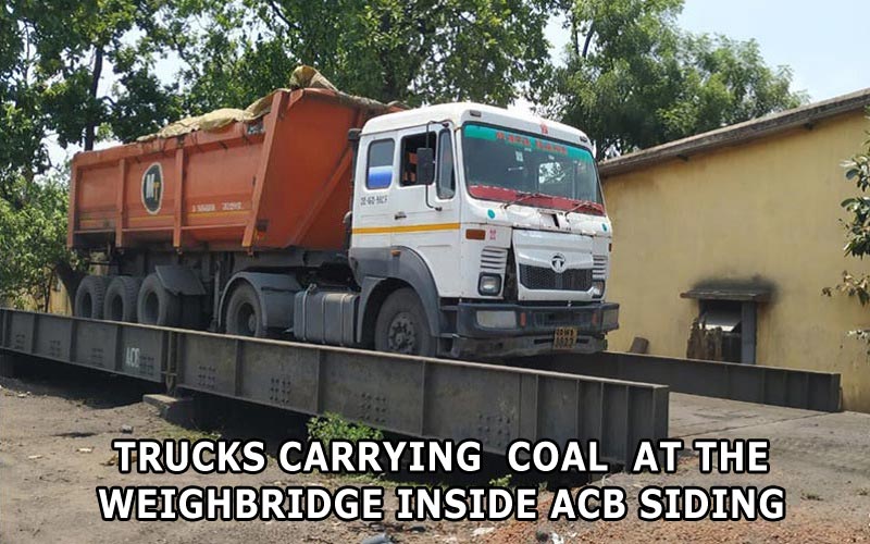 TRUCKS CARRYING COAL AT THE WEIGHBRIDGE INSIDE ACB SIDING TRUCKS CARRYING COAL AT THE WEIGHBRIDGE INSIDE ACB SIDING